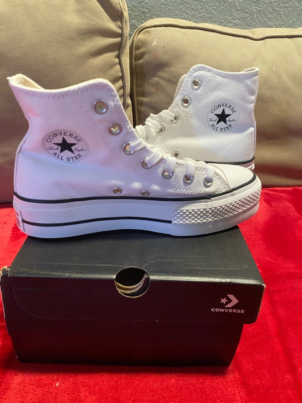 Converse high top platform sneakers - white with black trim